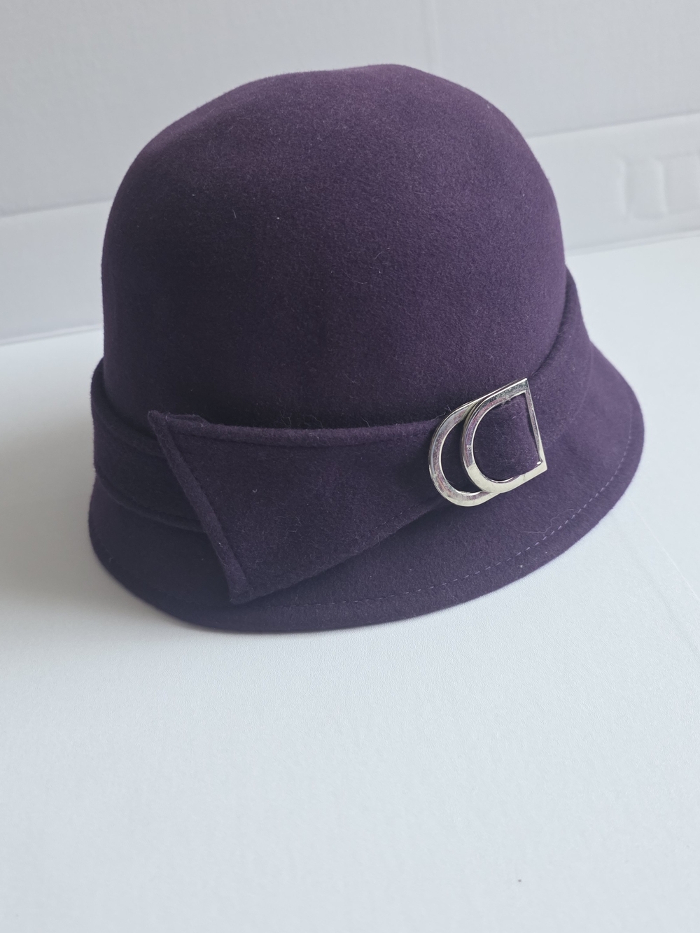 Vintage AUGUST Wool Cloche Silver Buckle Hat